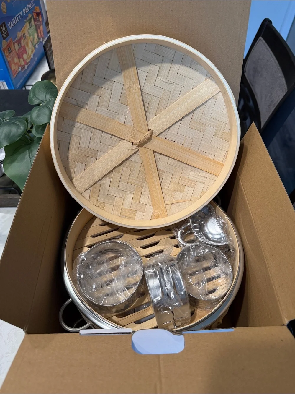 2-Tier Bamboo Steamer Set with Stainless Dumpling Maker & Accessories